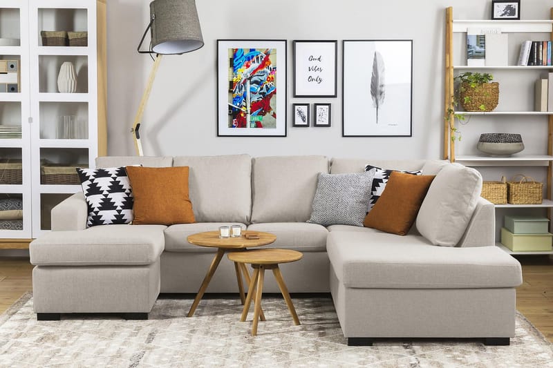 Crazy 4-sits Vänstervänd U-formad Large Soffa med Divan och Schäslong i Tyg - Beige - Möbler - Soffa - Divansoffa & schäslongsoffa - 3 sits soffa med divan