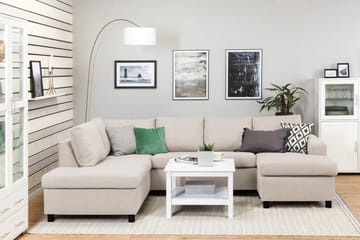 Crazy 4-sits Vänstervänd U-formad Large Soffa med Divan och Schäslong i Tyg - Beige - Möbler - Soffa - Divansoffa & schäslongsoffa - 4 sits soffa med divan
