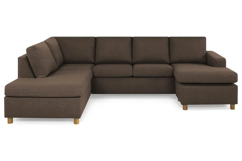 Crazy 4-sits Vänstervänd U-formad Large Soffa med Divan och Schäslong i Tyg, Brun