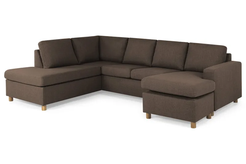 Crazy 4-sits Vänstervänd U-formad Large Soffa med Divan och Schäslong i Tyg - Brun - Möbler - Soffa - Divansoffa & schäslongsoffa - 4 sits soffa med divan