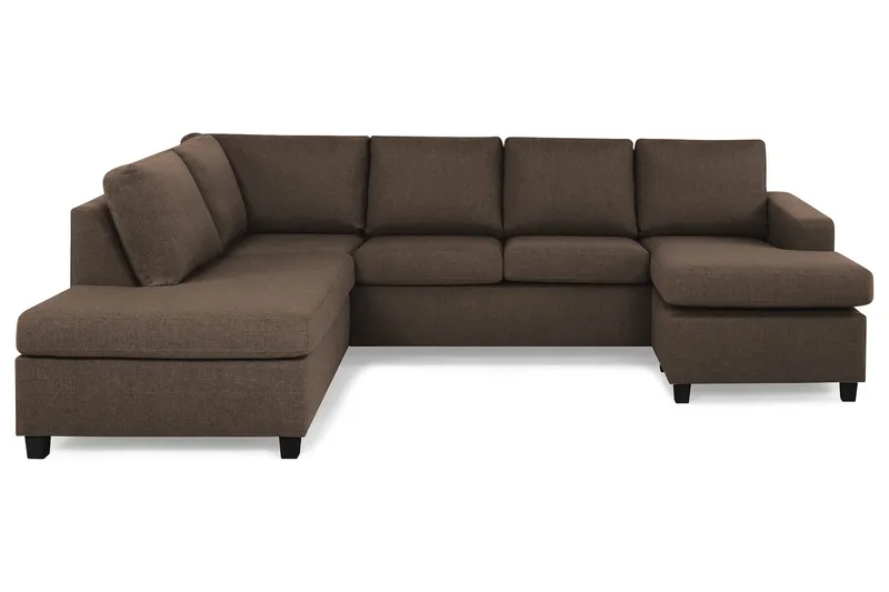 Crazy 4-sits Vänstervänd U-formad Large Soffa med Divan och Schäslong i Tyg, Brun