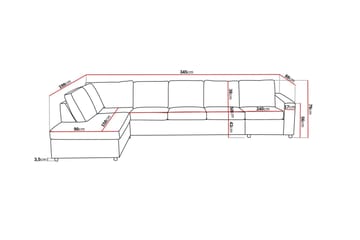 Crazy 5-sits Vänstervänd L-formad Schäslongsoffa i Tyg - Antracit - Möbler - Soffa - Divansoffa & schäslongsoffa - 4 sits soffa med divan