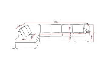 Crazy 5-sits Vänstervänd L-formad Schäslongsoffa i Tyg - Antracit - Möbler - Soffa - Divansoffa & schäslongsoffa - 4 sits soffa med divan
