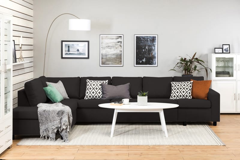 Crazy 5-sits Vänstervänd L-formad Schäslongsoffa i Tyg - Antracit - Möbler - Soffa - Divansoffa & schäslongsoffa - 4 sits soffa med divan