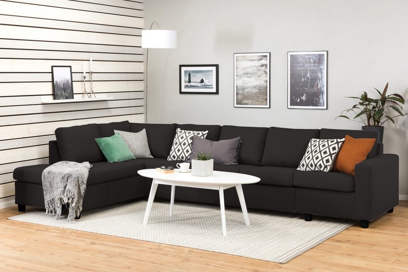 Crazy 5-sits Vänstervänd L-formad Schäslongsoffa i Tyg - Antracit - Möbler - Soffa - Divansoffa & schäslongsoffa - 4 sits soffa med divan