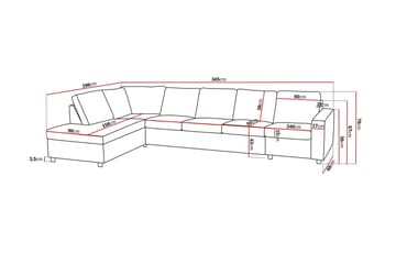 Crazy 5-sits Vänstervänd L-formad Schäslongsoffa i Tyg - Antracit - Möbler - Soffa - Divansoffa & schäslongsoffa - 4 sits soffa med divan