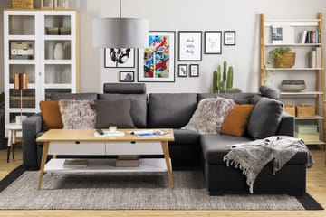 Crazy Limited Edition 4-sits Högervänd L-formad Schäslongsoffa i Tyg - Mörkgrå - Möbler - Soffa - Divansoffa & schäslongsoffa - 4 sits soffa med divan