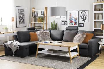 Crazy Limited Edition 4-sits Vänstervänd L-formad Schäslongsoffa i Tyg - Mörkgrå - Möbler - Soffa - Divansoffa & schäslongsoffa - 4 sits soffa med divan