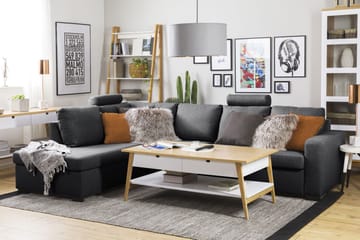 Crazy Limited Edition 4-sits Vänstervänd L-formad Schäslongsoffa i Tyg - Mörkgrå - Möbler - Soffa - Divansoffa & schäslongsoffa - 4 sits soffa med divan