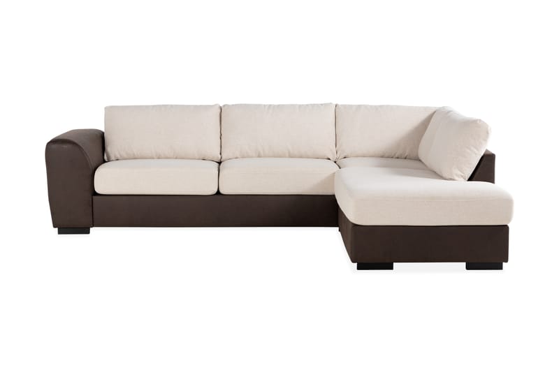 Cuba 4-sits Högervänd L-formad Schäslongsoffa i Konstläder/Tyg - Brun / Beige - Möbler - Soffa - Divansoffa & schäslongsoffa - 4 sits soffa med divan