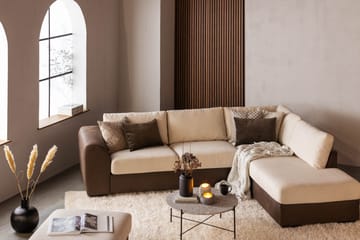 Cuba 4-sits Högervänd L-formad Schäslongsoffa i Konstläder/Tyg - Brun / Beige - Möbler - Soffa - Divansoffa & schäslongsoffa - 4 sits soffa med divan