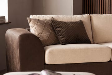 Cuba 4-sits Högervänd L-formad Schäslongsoffa i Konstläder/Tyg - Brun / Beige - Möbler - Soffa - Divansoffa & schäslongsoffa - 4 sits soffa med divan