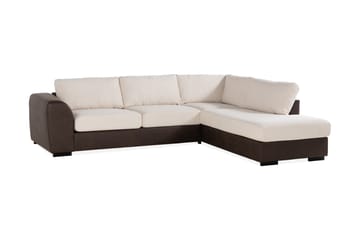 Cuba 4-sits Högervänd L-formad Schäslongsoffa i Konstläder/Tyg - Brun / Beige - Möbler - Soffa - Divansoffa & schäslongsoffa - 4 sits soffa med divan
