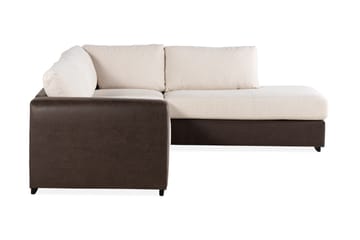 Cuba 4-sits Högervänd L-formad Schäslongsoffa i Konstläder/Tyg - Brun / Beige - Möbler - Soffa - Divansoffa & schäslongsoffa - 4 sits soffa med divan