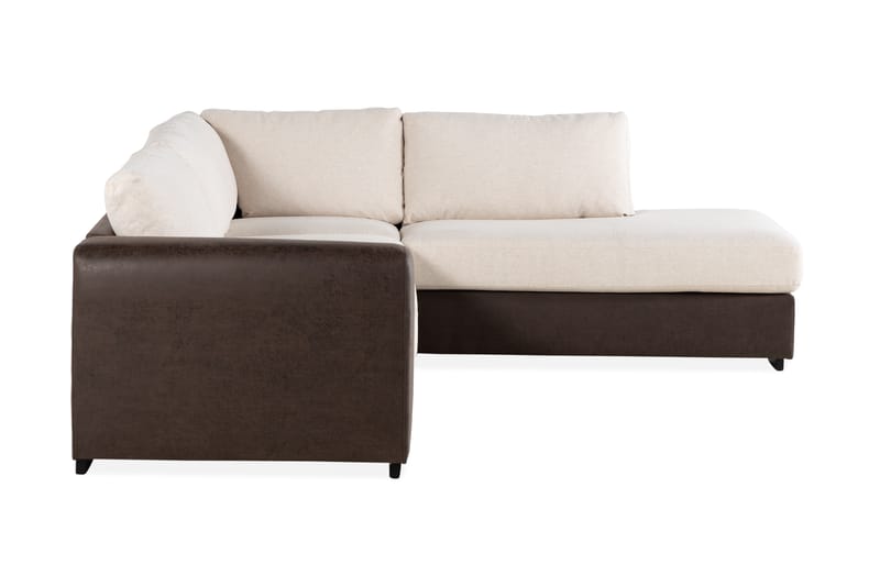 Cuba 4-sits Högervänd L-formad Schäslongsoffa i Konstläder/Tyg - Brun / Beige - Möbler - Soffa - Divansoffa & schäslongsoffa - 4 sits soffa med divan