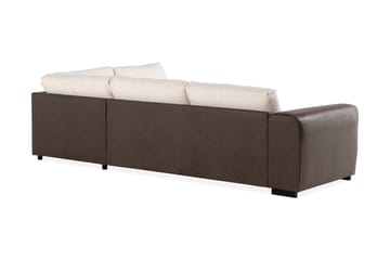 Cuba 4-sits Högervänd L-formad Schäslongsoffa i Konstläder/Tyg - Brun / Beige - Möbler - Soffa - Divansoffa & schäslongsoffa - 4 sits soffa med divan