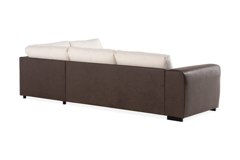 Cuba 4-sits Högervänd L-formad Schäslongsoffa i Konstläder/Tyg - Brun / Beige - Möbler - Soffa - Divansoffa & schäslongsoffa - 4 sits soffa med divan