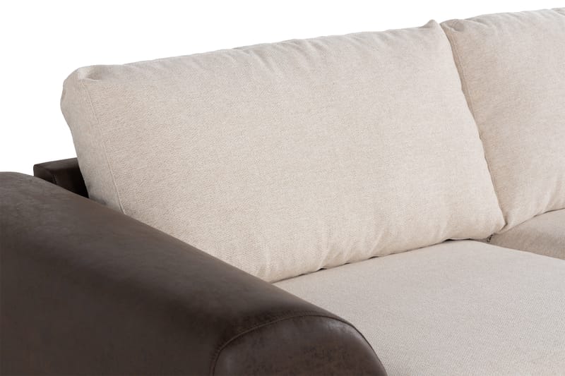 Cuba 4-sits Högervänd L-formad Schäslongsoffa i Konstläder/Tyg - Brun / Beige - Möbler - Soffa - Divansoffa & schäslongsoffa - 4 sits soffa med divan