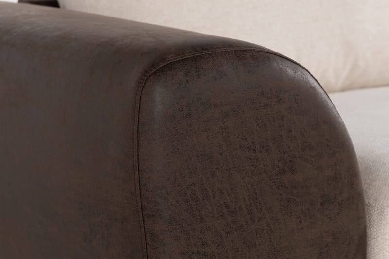 Cuba 4-sits Högervänd L-formad Schäslongsoffa i Konstläder/Tyg - Brun / Beige - Möbler - Soffa - Divansoffa & schäslongsoffa - 4 sits soffa med divan