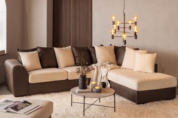 Cuba 4-sits Högervänd L-formad Schäslongsoffa i Konstläder/Tyg inkl Kuvertkuddar - Brun / Beige - Möbler - Soffa - Divansoffa & schäslongsoffa - 4 sits soffa med divan