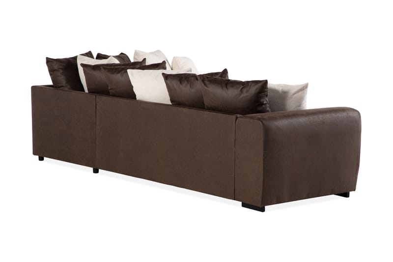 Cuba 4-sits Högervänd L-formad Schäslongsoffa i Konstläder/Tyg inkl Kuvertkuddar - Brun / Beige - Möbler - Soffa - Divansoffa & schäslongsoffa - 4 sits soffa med divan