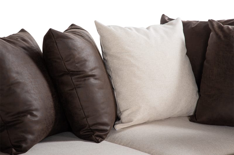 Cuba 4-sits Högervänd L-formad Schäslongsoffa i Konstläder/Tyg inkl Kuvertkuddar - Brun / Beige - Möbler - Soffa - Divansoffa & schäslongsoffa - 4 sits soffa med divan
