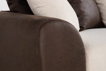 Cuba 4-sits Högervänd L-formad Schäslongsoffa i Konstläder/Tyg inkl Kuvertkuddar - Brun / Beige - Möbler - Soffa - Divansoffa & schäslongsoffa - 4 sits soffa med divan