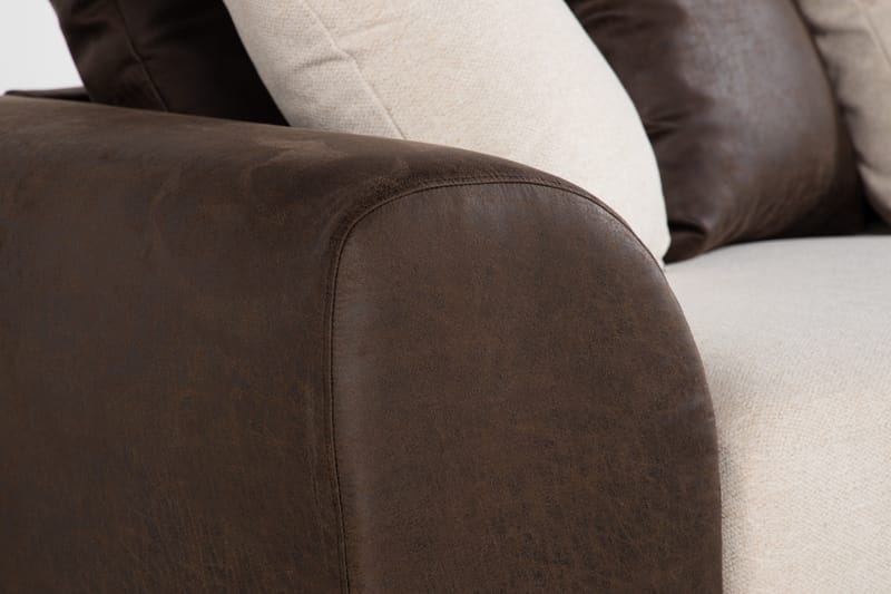 Cuba 4-sits Högervänd L-formad Schäslongsoffa i Konstläder/Tyg inkl Kuvertkuddar - Brun / Beige - Möbler - Soffa - Divansoffa & schäslongsoffa - 4 sits soffa med divan