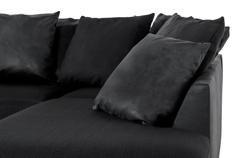 Cuba 4-sits Högervänd L-formad Schäslongsoffa i Konstläder/Tyg inkl Kuvertkuddar - Grå / Svart - Möbler - Soffa - Divansoffa & schäslongsoffa - 4 sits soffa med divan