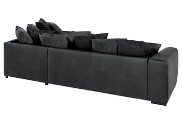 Cuba 4-sits Högervänd L-formad Schäslongsoffa i Konstläder/Tyg inkl Kuvertkuddar - Grå / Svart - Möbler - Soffa - Divansoffa & schäslongsoffa - 4 sits soffa med divan
