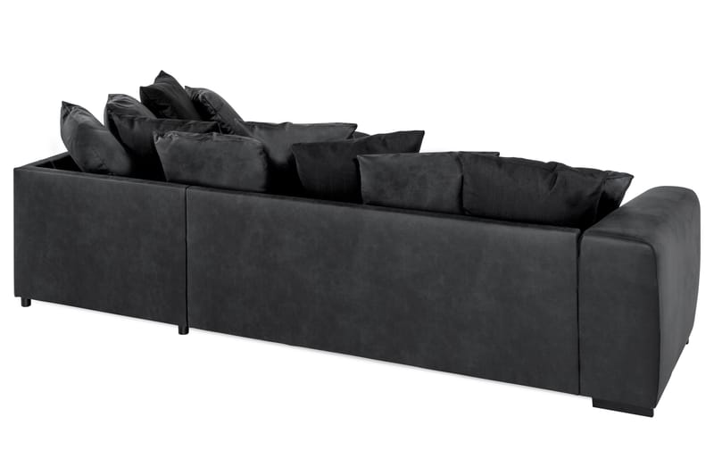 Cuba 4-sits Högervänd L-formad Schäslongsoffa i Konstläder/Tyg inkl Kuvertkuddar - Grå / Svart - Möbler - Soffa - Divansoffa & schäslongsoffa - 4 sits soffa med divan