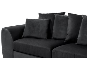 Cuba 4-sits Högervänd L-formad Schäslongsoffa i Konstläder/Tyg inkl Kuvertkuddar - Grå / Svart - Möbler - Soffa - Divansoffa & schäslongsoffa - 4 sits soffa med divan