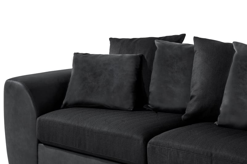 Cuba 4-sits Högervänd L-formad Schäslongsoffa i Konstläder/Tyg inkl Kuvertkuddar - Grå / Svart - Möbler - Soffa - Divansoffa & schäslongsoffa - 4 sits soffa med divan