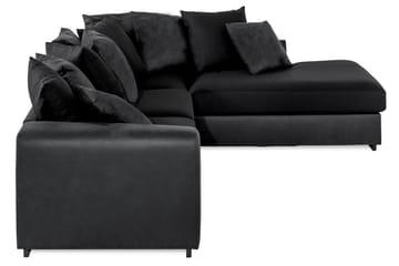 Cuba 4-sits Högervänd L-formad Schäslongsoffa i Konstläder/Tyg inkl Kuvertkuddar - Grå / Svart - Möbler - Soffa - Divansoffa & schäslongsoffa - 4 sits soffa med divan
