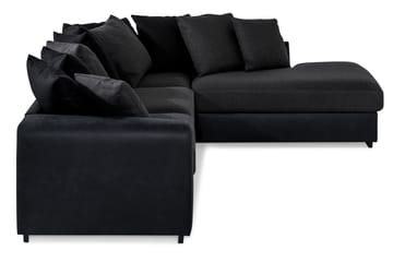 Cuba 4-sits Högervänd L-formad Schäslongsoffa i Konstläder/Tyg inkl Kuvertkuddar - Svart / Grå - Möbler - Soffa - Divansoffa & schäslongsoffa - 4 sits soffa med divan