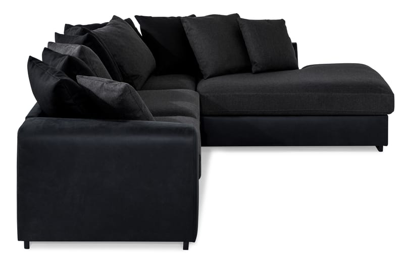 Cuba 4-sits Högervänd L-formad Schäslongsoffa i Konstläder/Tyg inkl Kuvertkuddar - Svart / Grå - Möbler - Soffa - Divansoffa & schäslongsoffa - 4 sits soffa med divan