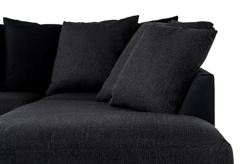 Cuba 4-sits Högervänd L-formad Schäslongsoffa i Konstläder/Tyg inkl Kuvertkuddar - Svart / Grå - Möbler - Soffa - Divansoffa & schäslongsoffa - 4 sits soffa med divan