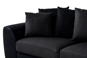 Cuba 4-sits Högervänd L-formad Schäslongsoffa i Konstläder/Tyg inkl Kuvertkuddar - Svart / Grå - Möbler - Soffa - Divansoffa & schäslongsoffa - 4 sits soffa med divan