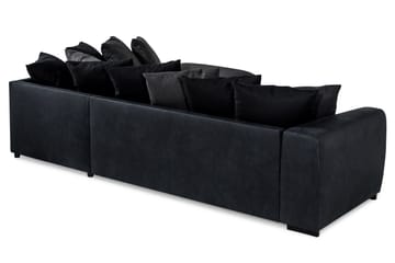 Cuba 4-sits Högervänd L-formad Schäslongsoffa i Konstläder/Tyg inkl Kuvertkuddar - Svart / Grå - Möbler - Soffa - Divansoffa & schäslongsoffa - 4 sits soffa med divan