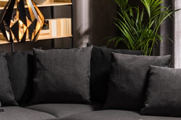 Cuba 4-sits Högervänd L-formad Schäslongsoffa i Konstläder/Tyg inkl Kuvertkuddar - Svart / Grå - Möbler - Soffa - Divansoffa & schäslongsoffa - 4 sits soffa med divan