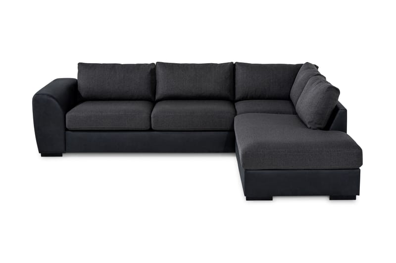 Cuba 4-sits Högervänd L-formad Schäslongsoffa i Konstläder/Tyg - Svart / Grå - Möbler - Soffa - Divansoffa & schäslongsoffa - 4 sits soffa med divan