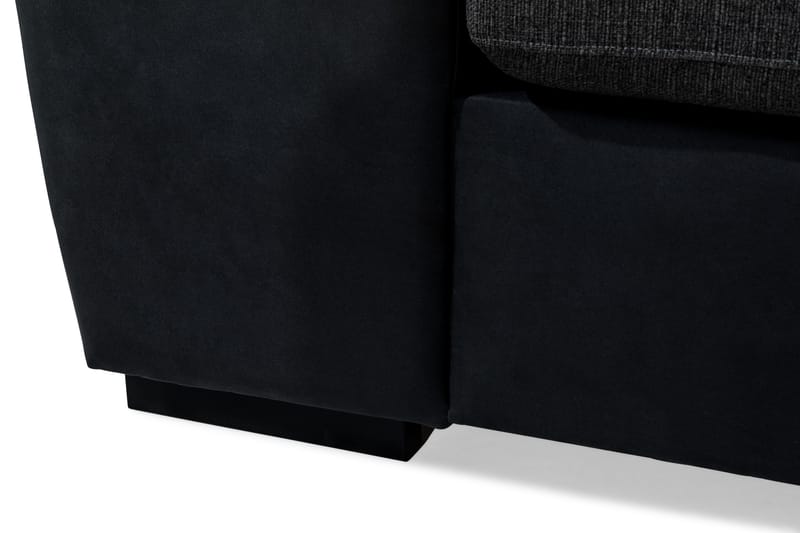 Cuba 4-sits Högervänd L-formad Schäslongsoffa i Konstläder/Tyg - Svart / Grå - Möbler - Soffa - Divansoffa & schäslongsoffa - 4 sits soffa med divan