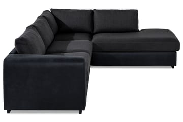Cuba 4-sits Högervänd L-formad Schäslongsoffa i Konstläder/Tyg - Svart / Grå - Möbler - Soffa - Divansoffa & schäslongsoffa - 4 sits soffa med divan