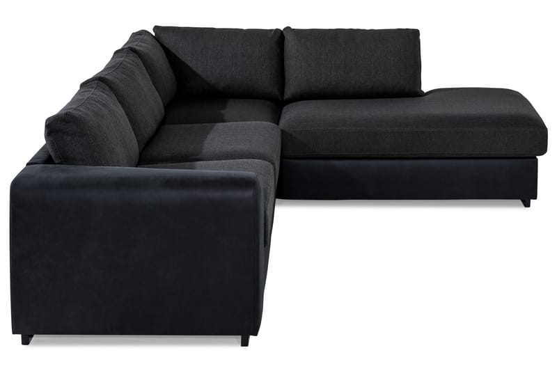 Cuba 4-sits Högervänd L-formad Schäslongsoffa i Konstläder/Tyg - Svart / Grå - Möbler - Soffa - Divansoffa & schäslongsoffa - 4 sits soffa med divan