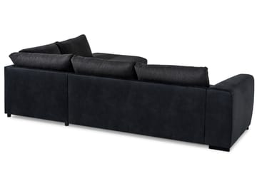 Cuba 4-sits Högervänd L-formad Schäslongsoffa i Konstläder/Tyg - Svart / Grå - Möbler - Soffa - Divansoffa & schäslongsoffa - 4 sits soffa med divan