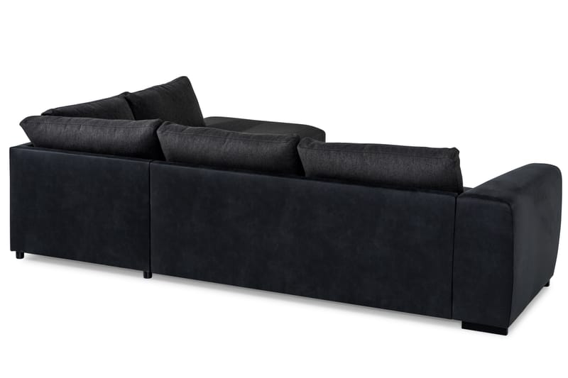 Cuba 4-sits Högervänd L-formad Schäslongsoffa i Konstläder/Tyg - Svart / Grå - Möbler - Soffa - Divansoffa & schäslongsoffa - 4 sits soffa med divan