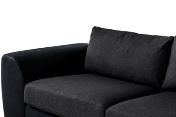 Cuba 4-sits Högervänd L-formad Schäslongsoffa i Konstläder/Tyg - Svart / Grå - Möbler - Soffa - Divansoffa & schäslongsoffa - 4 sits soffa med divan