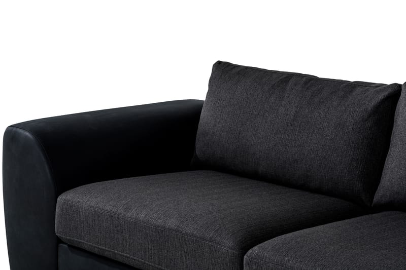 Cuba 4-sits Högervänd L-formad Schäslongsoffa i Konstläder/Tyg - Svart / Grå - Möbler - Soffa - Divansoffa & schäslongsoffa - 4 sits soffa med divan