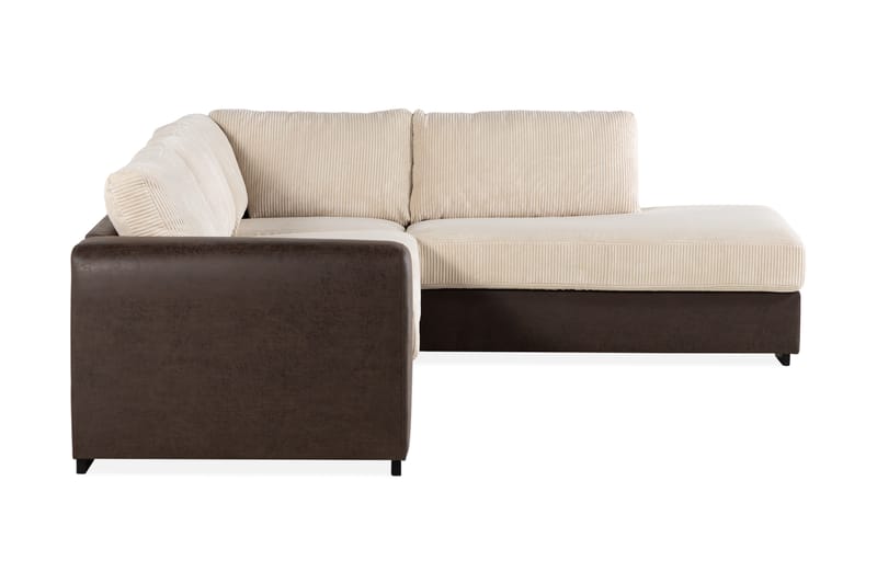 Cuba 4-sits Högervänd L-formad Schäslongsoffa i Manchester/Konstläder - Brun / Beige - Möbler - Soffa - Divansoffa & schäslongsoffa - 4 sits soffa med divan