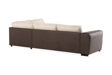Cuba 4-sits Högervänd L-formad Schäslongsoffa i Manchester/Konstläder - Brun / Beige - Möbler - Soffa - Divansoffa & schäslongsoffa - 4 sits soffa med divan